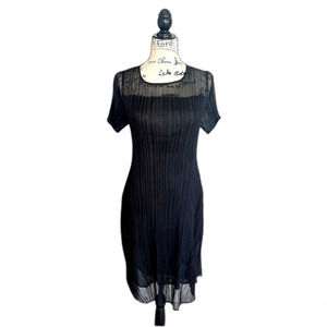 NWOT ALQUEMA Black Midi Dress Bohemian Casual Satin Women’s 8
